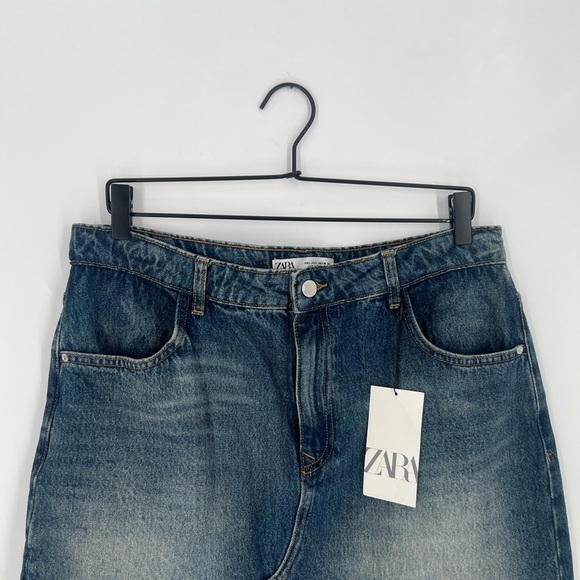 Zara Denim Asymmetrical High Low High Waisted Straight Skirt - Picture 1 of 6